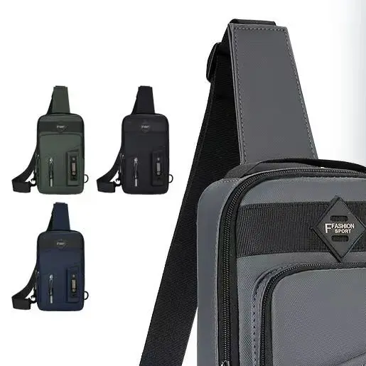

Men's Outdoor Chest Bag - Stylish Nylon Crossbody Bag, Casual Multi-Functional Sports Sling ,Multiple Compartments