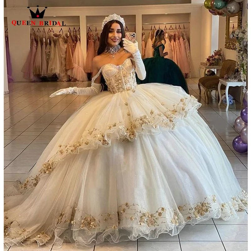 2023 Pink Off The Shoulder Quinceanera Dresses Tulle Sweetheart Appliques Graduation Party Dress Lace Princess Ball Gown VF40