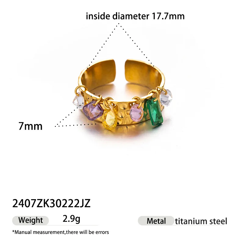 2025 Fashion stainless steel rings women's non-fading natural stone ins opening rings jewelry gifts