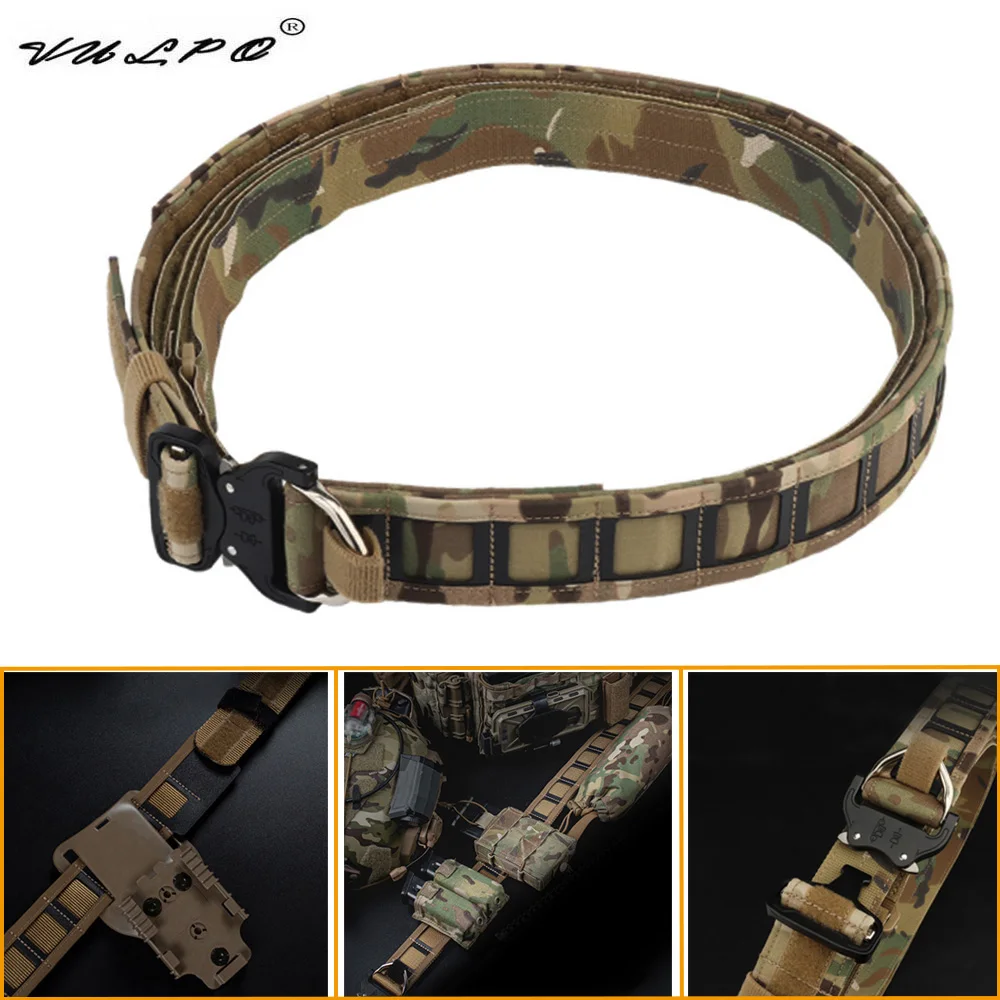 VULPO Special Tactical Combat Assault Belt Quick Release Metal Buckle Mens Belt Airsoft Hunting Molle Waist Belt