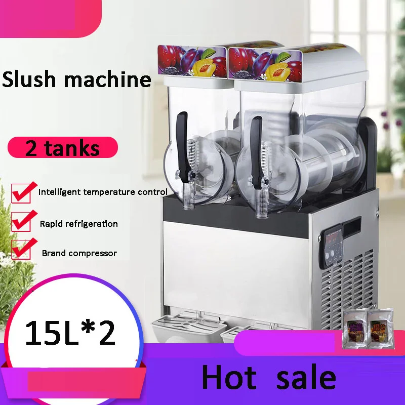 15L*2 Commercial Frozen Drink Machine Frozen Drink Maker Slush Machine Slush Machine Beverage Margarita Granita Smoothie Machine