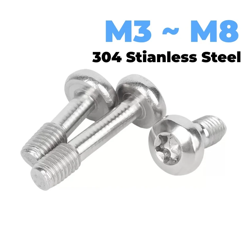 304 Stianless Steel Half Thread Anti-Loosening Bolts M3 ~ M8 Six-Lobe Torx Pan Round Head Captive Screws Length 8~60 mm