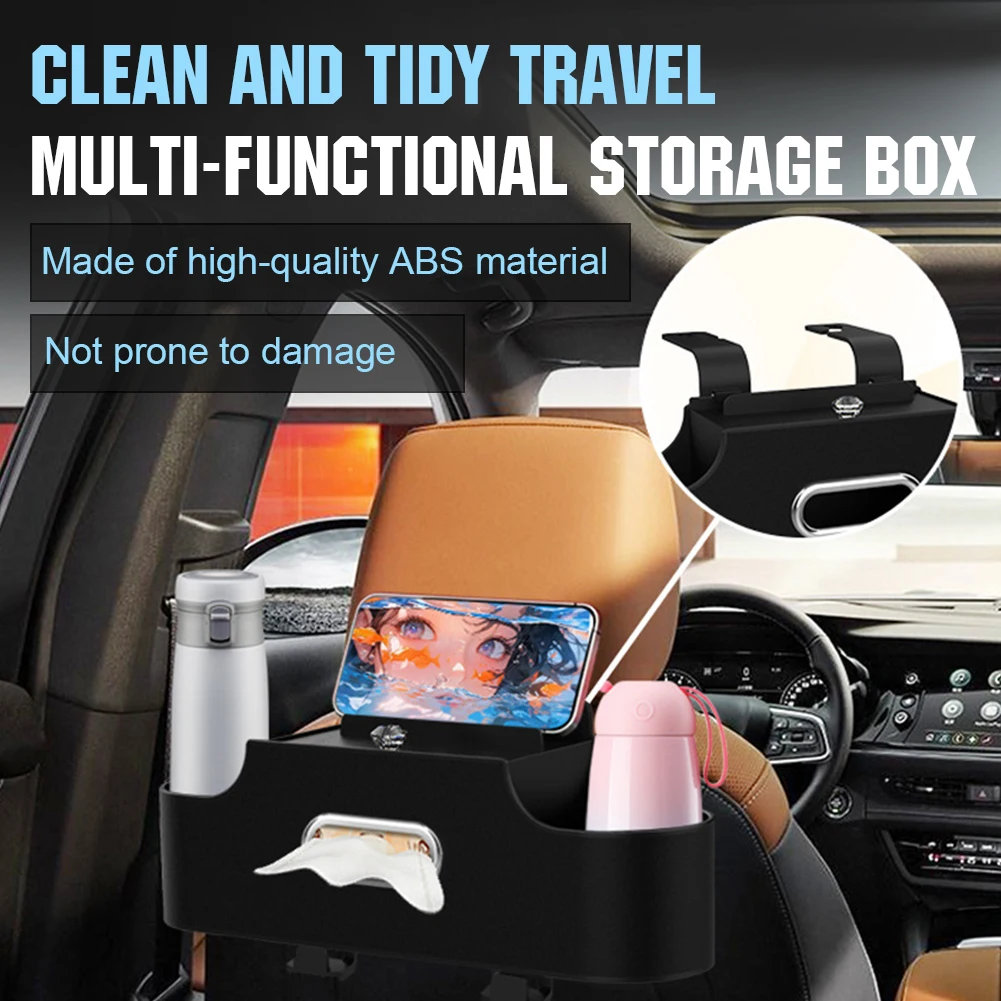 4-In-1 Seat Hanging Bag with Tissue Cup Holder Rear Seat Storage Rack Hanging Hooks Car Seat Organizer Auto Interior Supplies