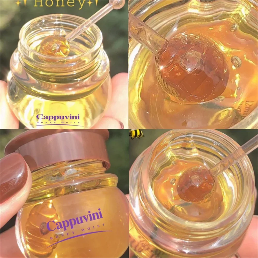 Cappuvini Honey lip Oil Mask Removing Dead Skin Smoothing Lip Balm Before Makeup Base Moisturizing Lip Wrinkling Mask 10ML