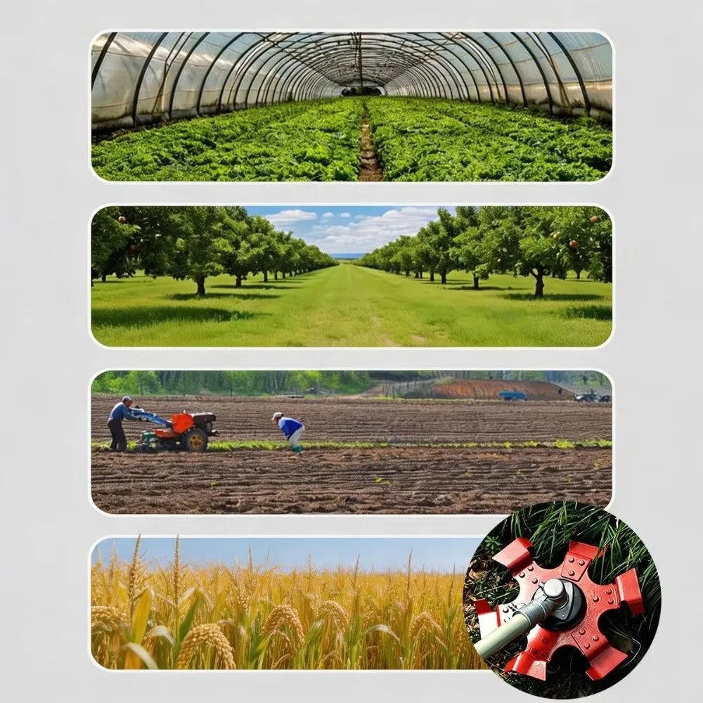 Manganese Steel Trenching Wheel Six-Arm Star Angled Teeth Brush Cutter Head 3-in-1 Soil Loosening Trimmer Head