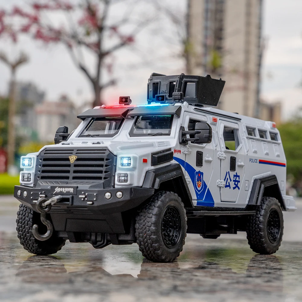 1:32 Säbelzahn Legierung Gepanzertes Auto Modell Spielzeug Diecast Metall Auto Sound Licht Zurückziehen Tür Geöffnet Explosionsgeschützte Fahrzeug Junge Geschenk