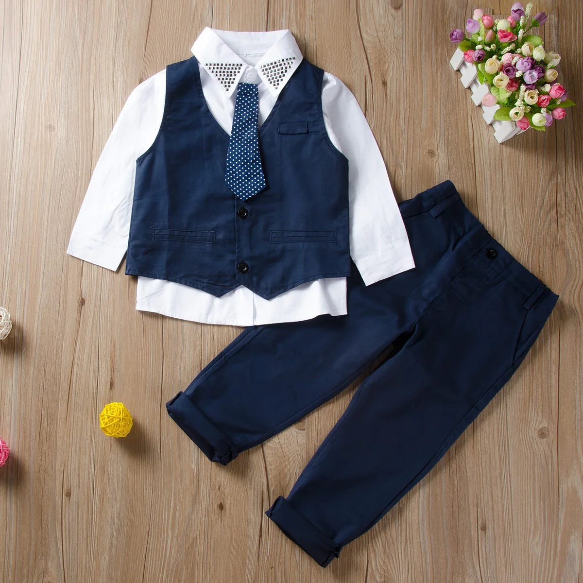 Baby Boy Clothes Set Shirt Tops Waistcoat Vest Pants Trousers 1-7Y Toddler Kids Children Tuxedo Gentleman Suit Formal Outfits