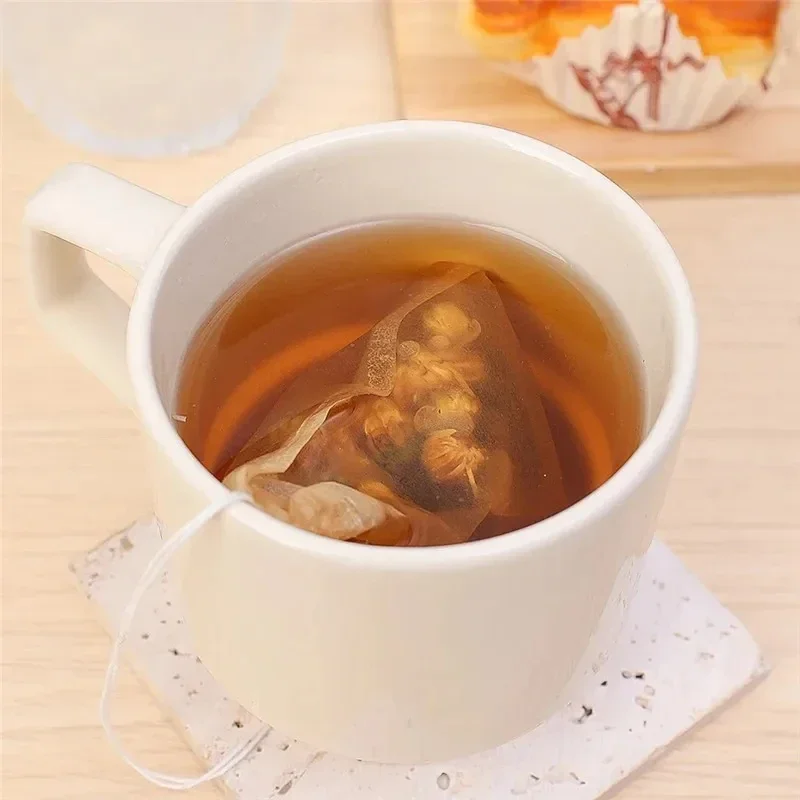 100PCS Disposable Teabags Biodegradable Paper Tea Filter Bag with String Heal Seal Empty Drawstring Spice Loose Leaf Tea Powder