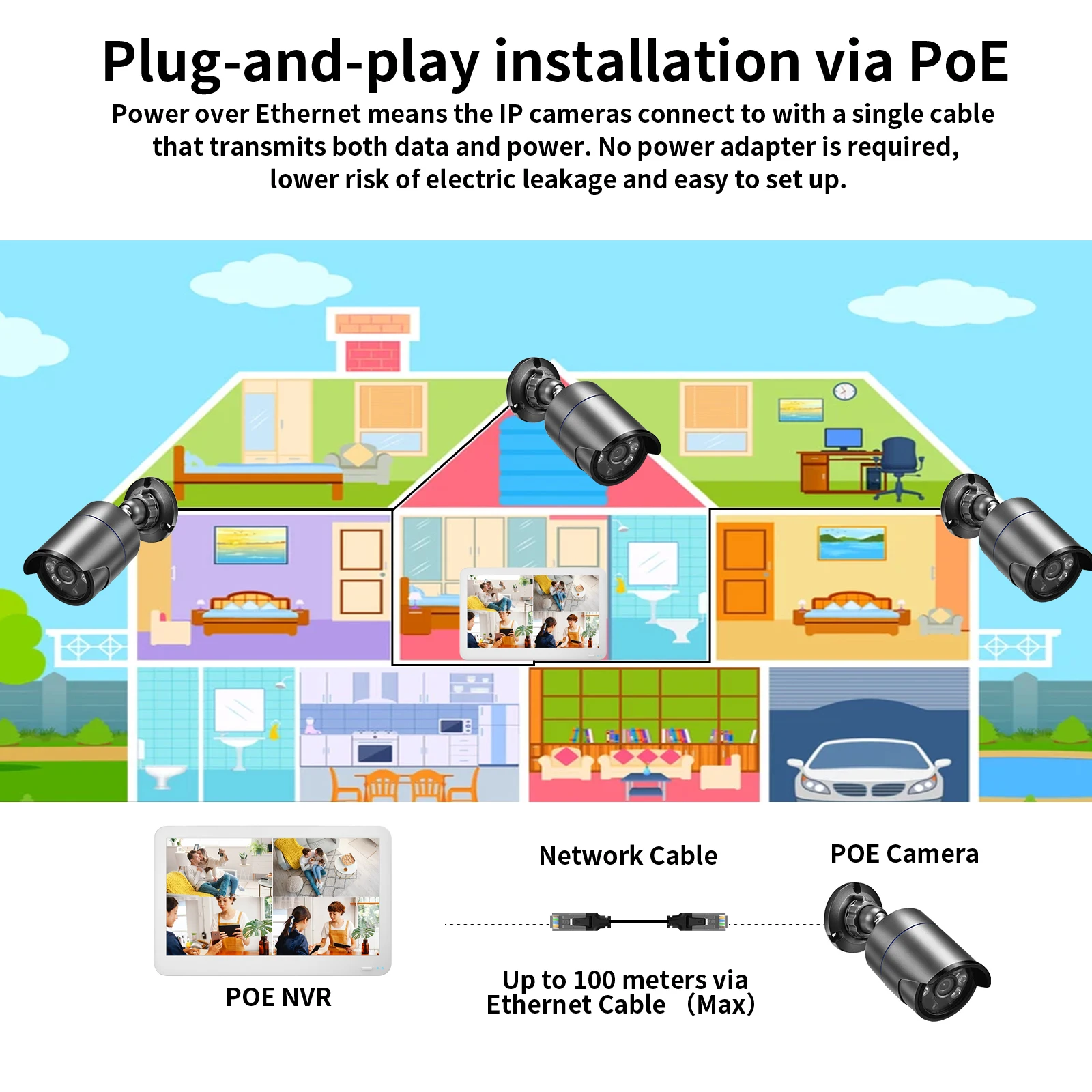 AZISHN H.265 + 4CH 8CH 16CH POE NVR ل IP كاميرا مراقبة الأمن نظام الدائرة التلفزيونية المغلقة 5MP 8MP 4K الصوت مسجل فيديو الوجه كشف