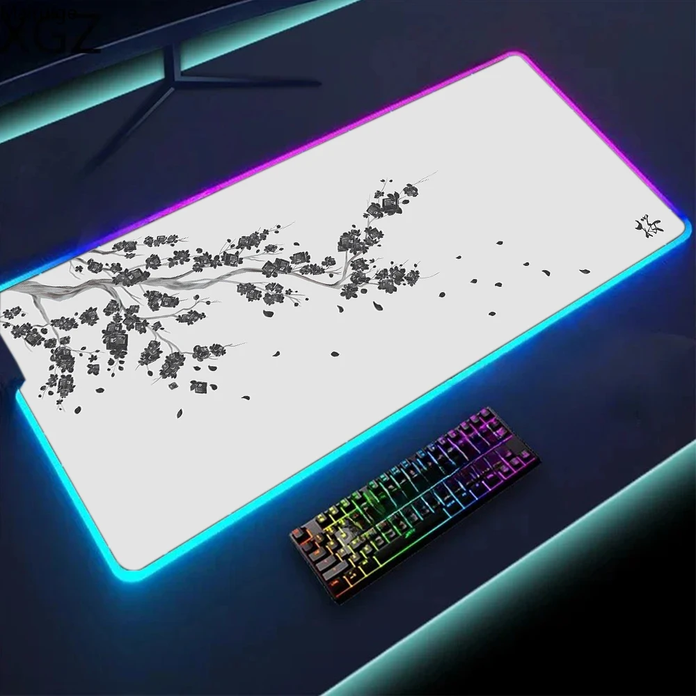 

XXL RGB Sakura Anime Mouse Pad Game Accessories 12 LED Luminous Keyboard Anti slip desk Mat - Esports Office Home