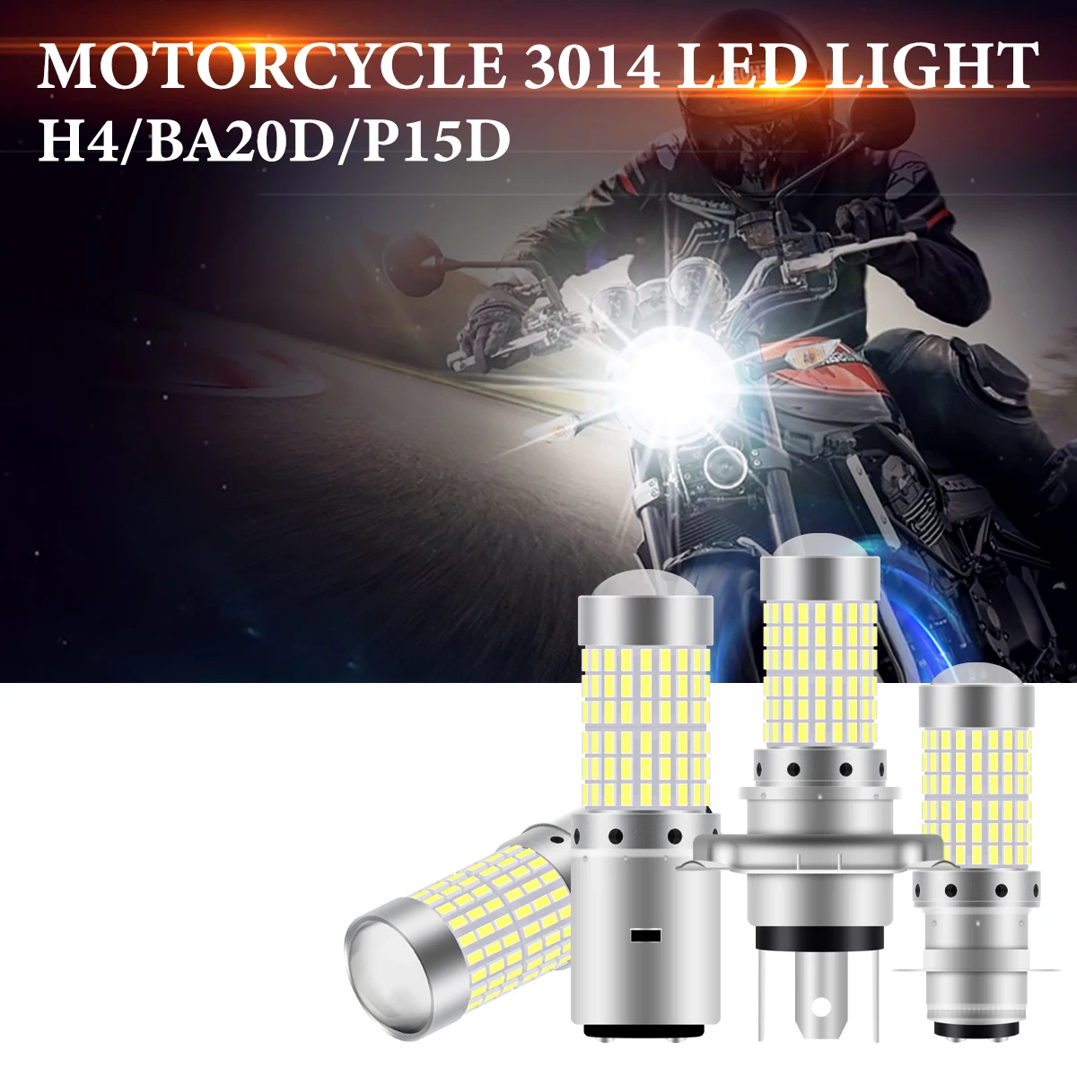 1PCS 144SMD H4 P15D BA20D Motorcycle Headlight Bulbs White 12v LED Headlamp Fog Light Spotlight Play and Plug