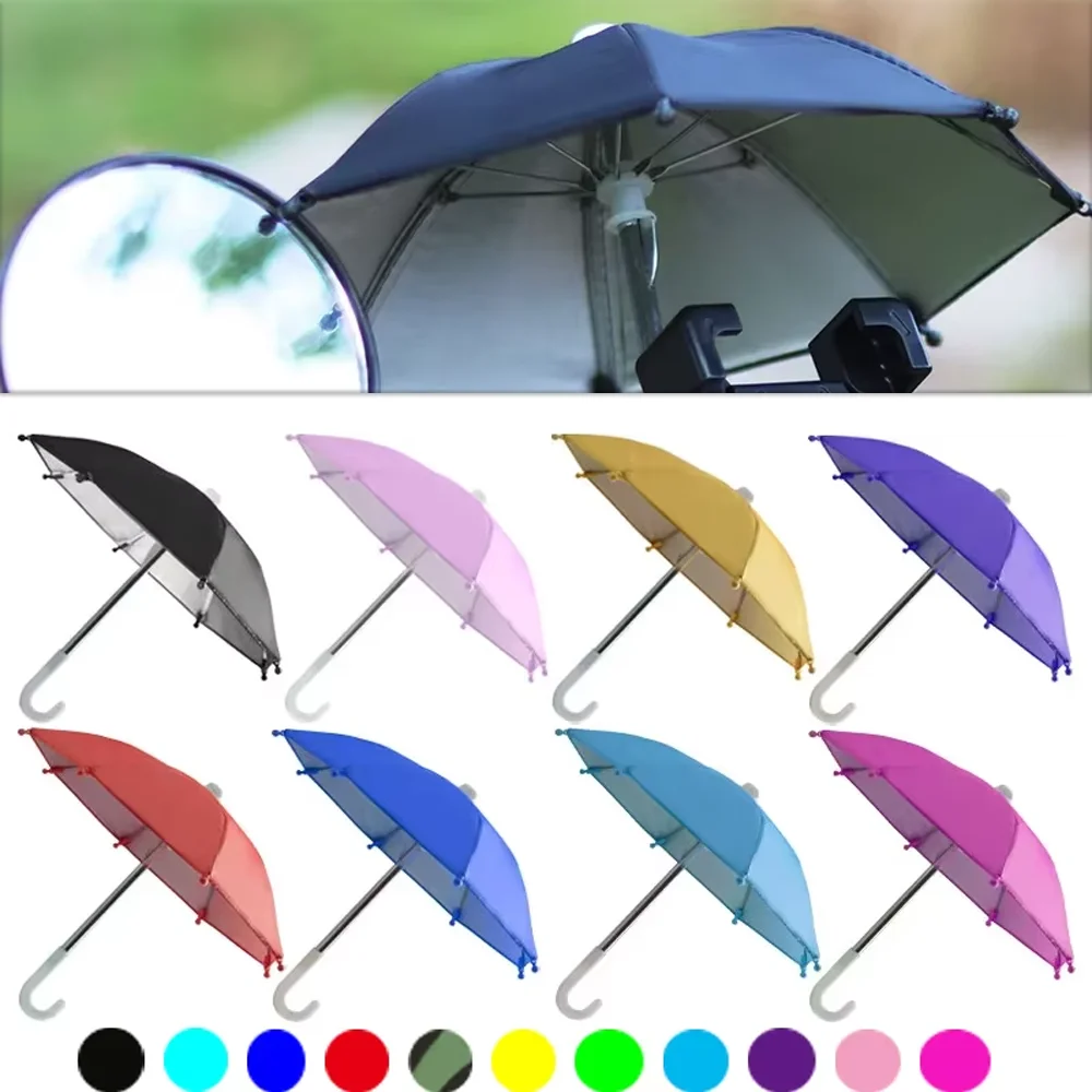 دراجة نارية حامل هاتف مظلة شمسية صغيرة الإبداعية العملي في الهواء الطلق مقاوم للماء سبيكة صغيرة المحمول الشمس الظل معدات الدراجات النارية