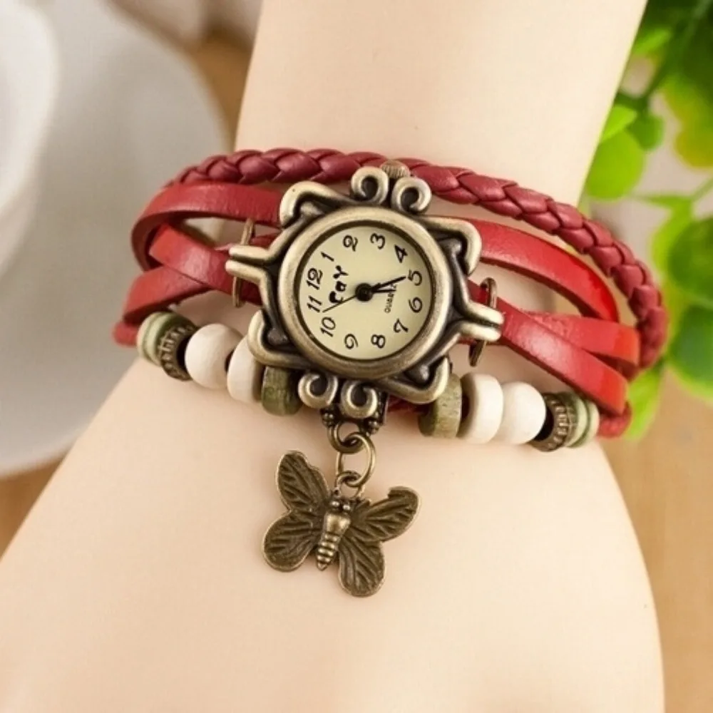 New Women's Watch Retro Leather Bracelet Tree Leaf Decoration Wrist Watch Ladies Quartz Watch Relogio Feminino