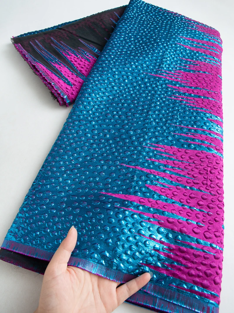 

2025 Latest African Brocade Jacquard Organza Lace Fabric High Quality Nigeria Net Tulle Lace French Gilding Lace For Dress Party