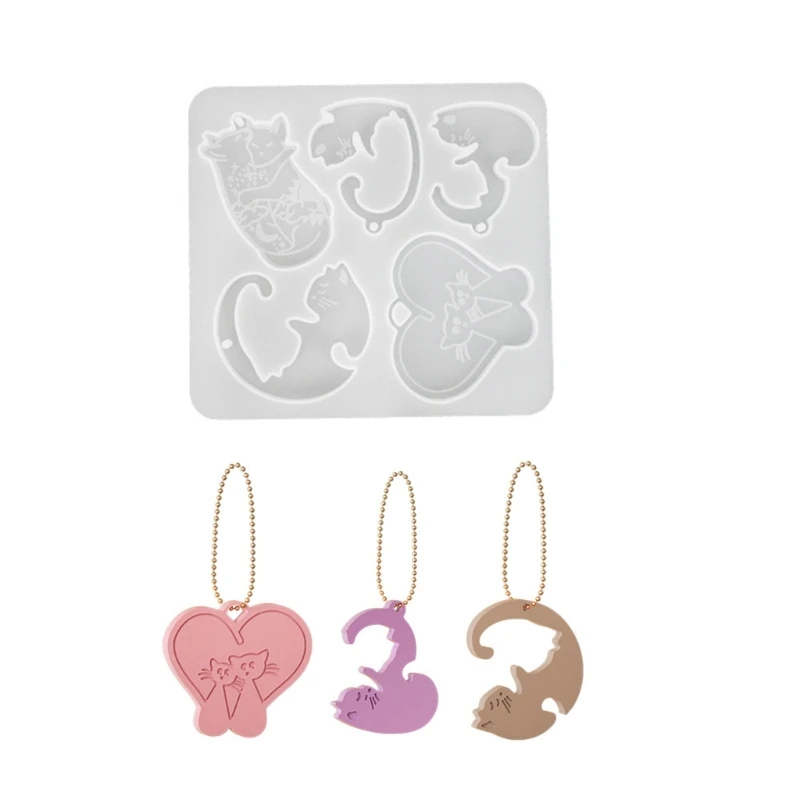 Shaped Keyring Mould Resuable Silicone Mold Keychain Ornament Making Molds for Crafts Enthusiasts Home Decorations