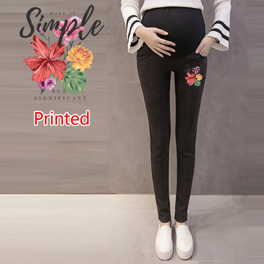 

Джинсовые джинсы, брюки для беременных, одежда с цветочным принтом лепестков, одежда для беременных, леггинсы для кормящих беременных, джинсы Gravidas для беременных