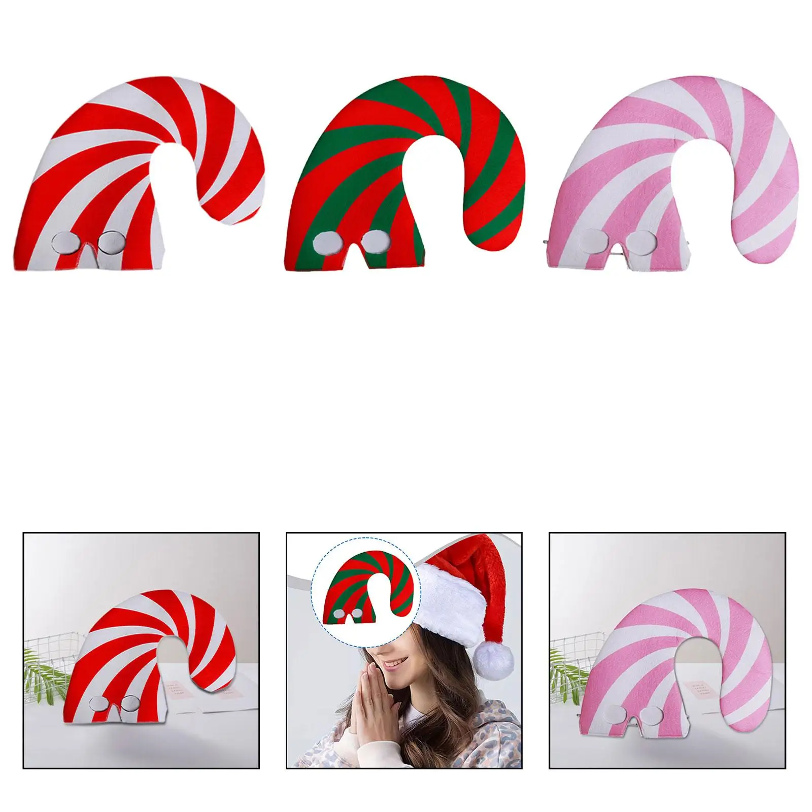 Christmas Candy Cane Hat Easy to Wear Dress up Holiday Gift Novelty Celebrations Prop Family Friends Headwear Headgear Men Women