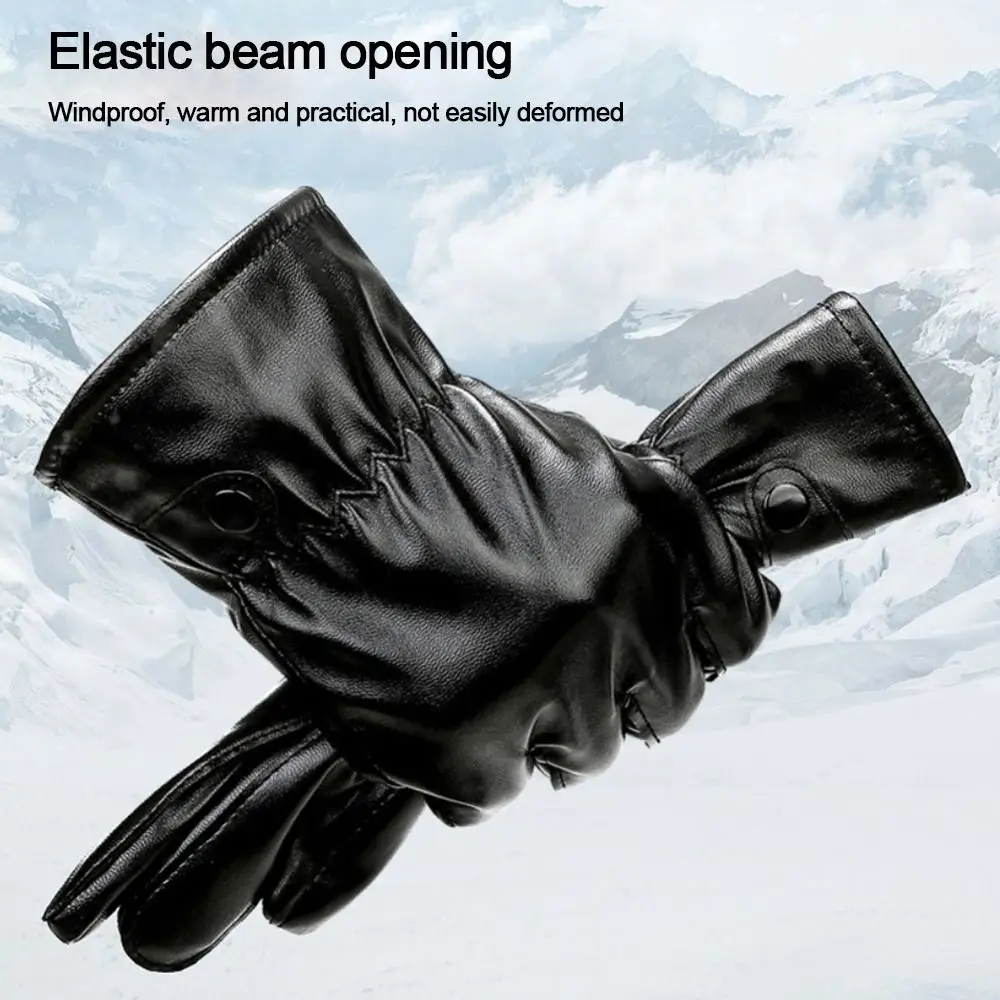 New Women Men Pu Leather Gloves Plus Velvet Warm Touchscreen Gloves Waterproof Glove Winter Outdoor Cycling Motorcycle