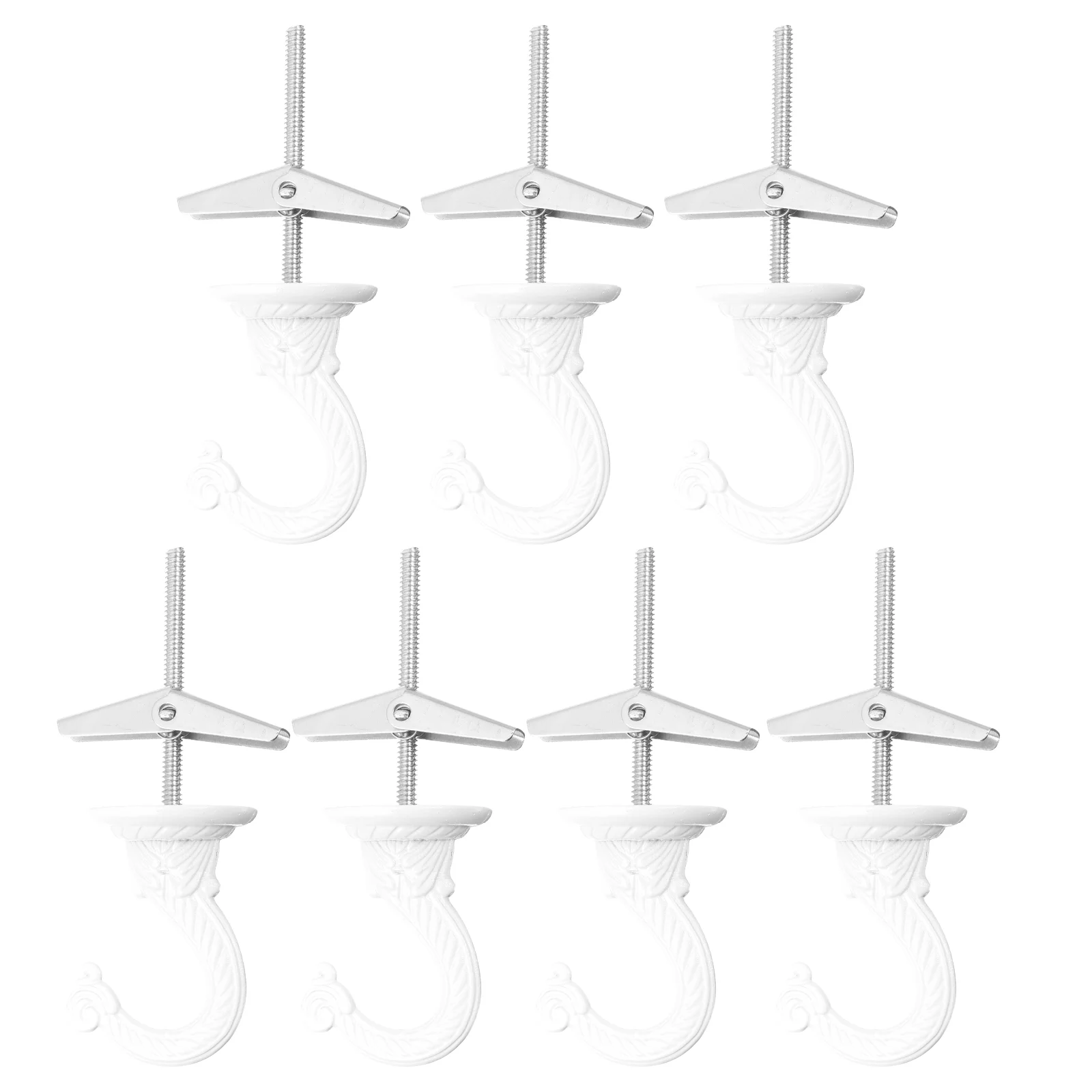 

7 Pcs Hook Ceiling Heavy Duty Swag Hooks with Steel Bolts Plant Toggle Outdoor Sling for Installation Metal White