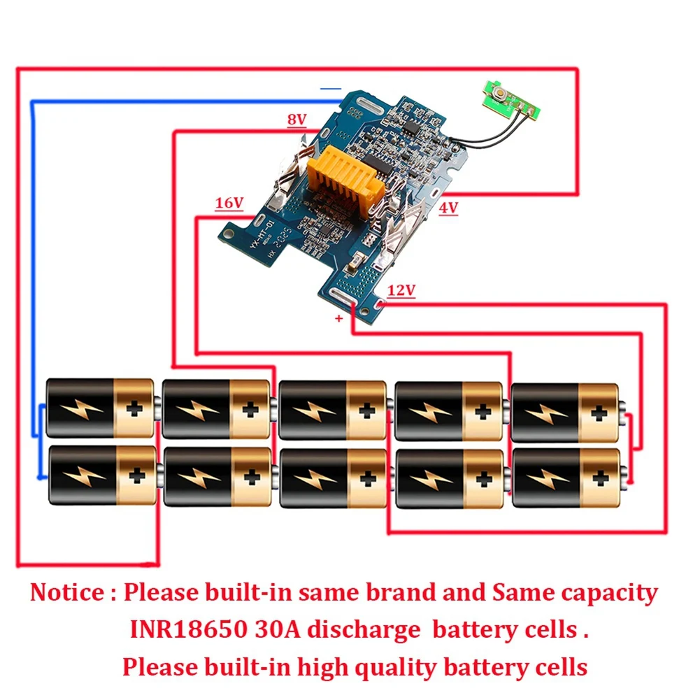 Y50A-2X Plastic Case Charging Protection Circuit Board PCB For 18V Battery BL1840 BL1850 BL1830 BL1860B LXT 400