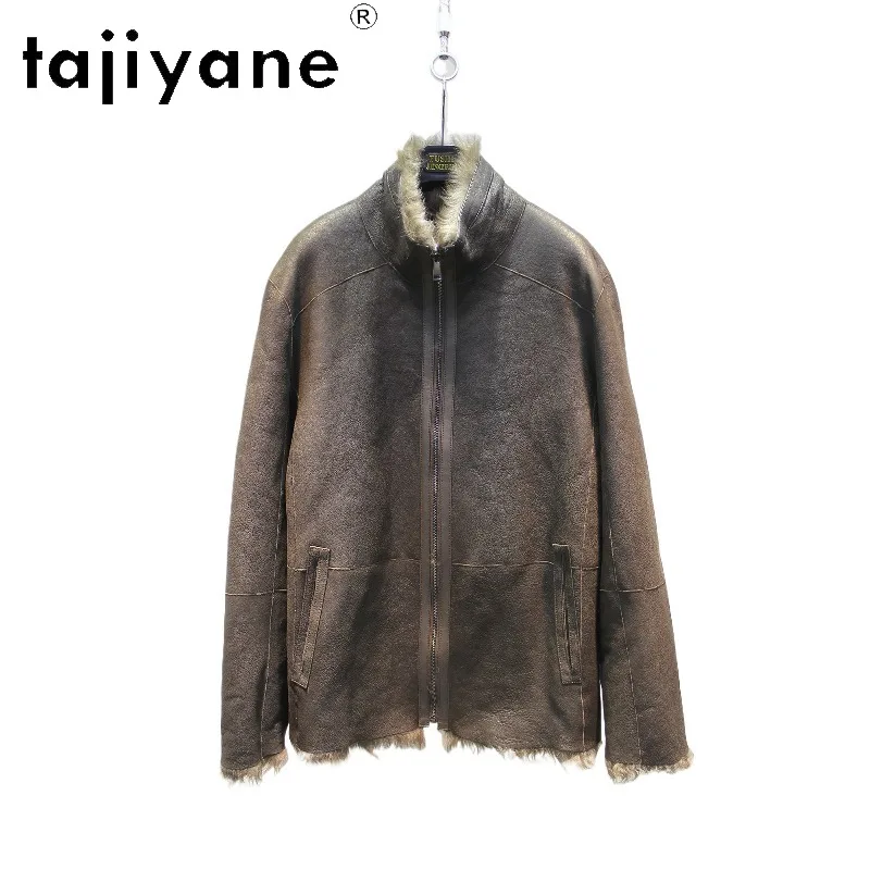 TAJIYANE Huyang Lamb Shearling Real Fur Coat Women Stand Collar Outerwear Reversible Fur Jacket Winter Coat Zipper Overcoat Шуба