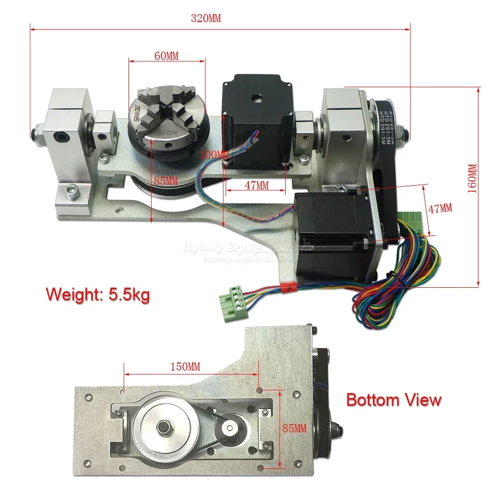 4th aixs / 5th Axis / A aixs, Rotation Axis with Table for CNC Router Wood Metal Engraving and Milling Machine