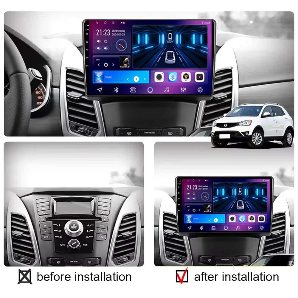 Android 14 For SsangYong Korando 3 Actyon 2 2013 - 2017 schermo multimediale Autoradio navigazione Stereo Radio Lettore Video Le