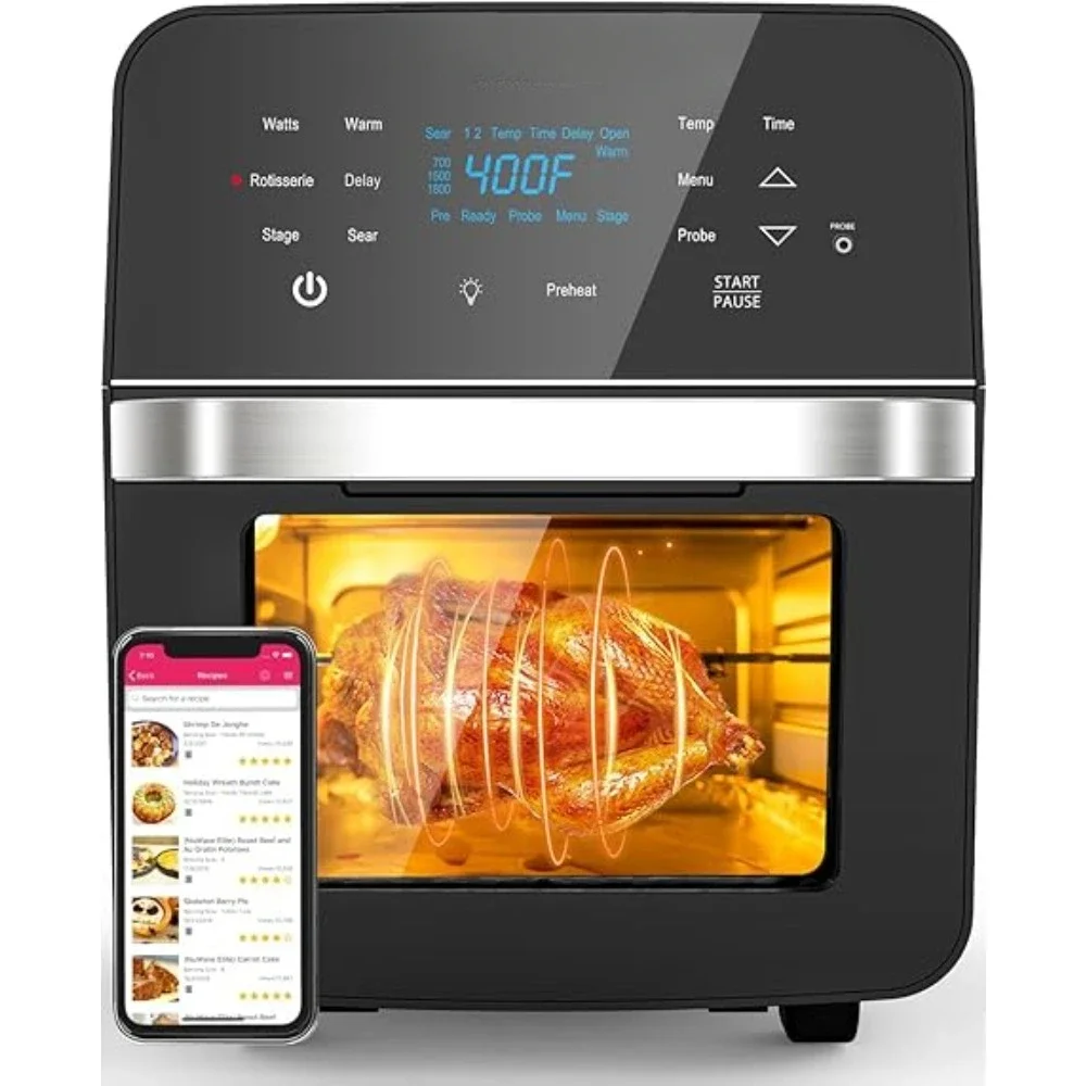 

Microwave Ovens, Air Fryer Oven, 15.5Qt,Powerful 1800W, Integrated Smart Thermometer, Temp Controls, Microwave Ovens