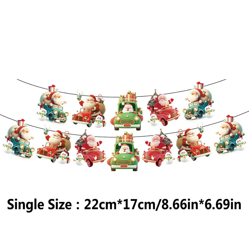 Cartoon Gifts Santa Claus Snow Man Merry Christmas Theme 2026 Party Wall Hanging Flags Banners for Family Holiday Decoration