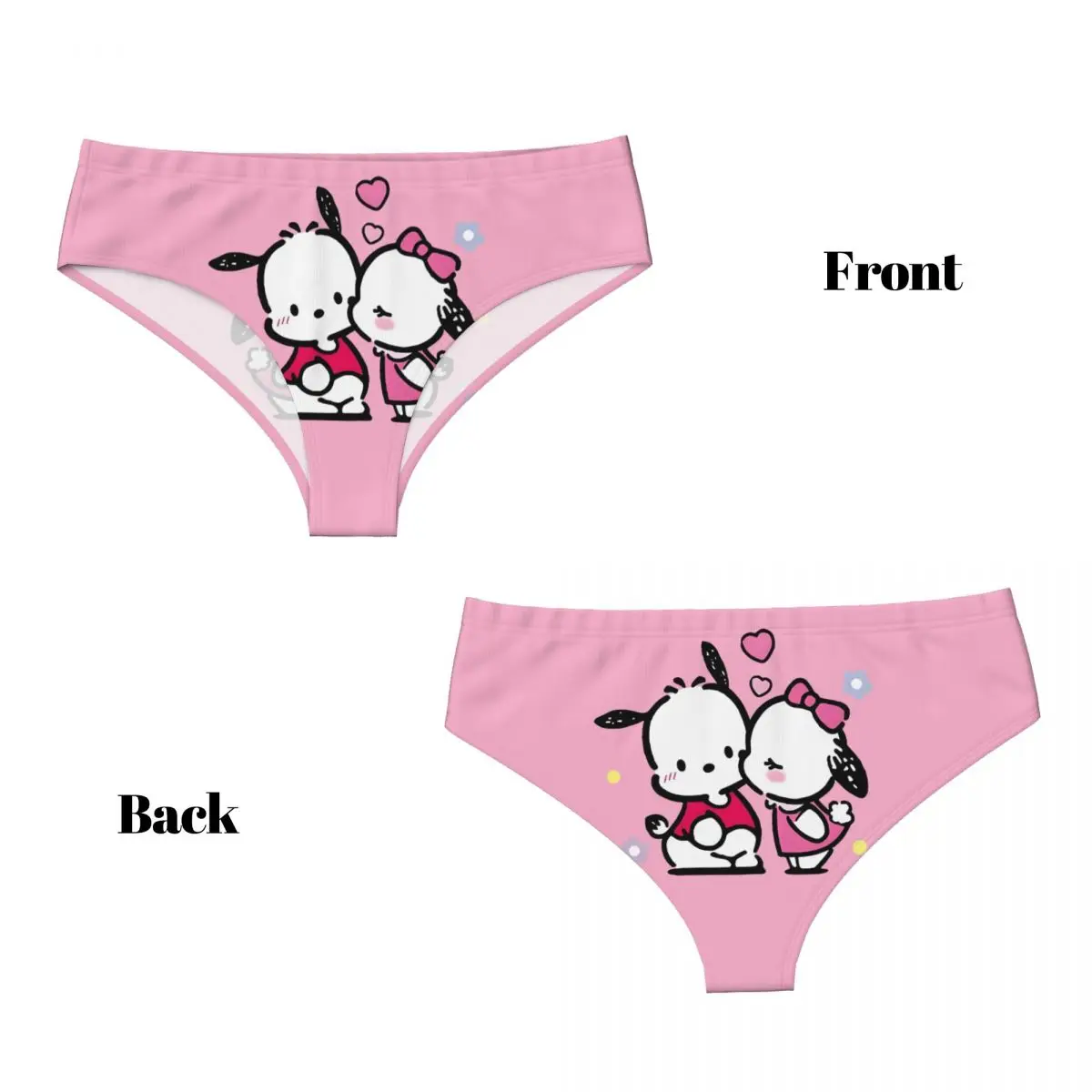 ملابس داخلية نسائية مخصصة Kawaii Pochacco Dog Kiss ملابس داخلية نسائية كلاسيكية ناعمة       ملخصات الملابس الداخلية