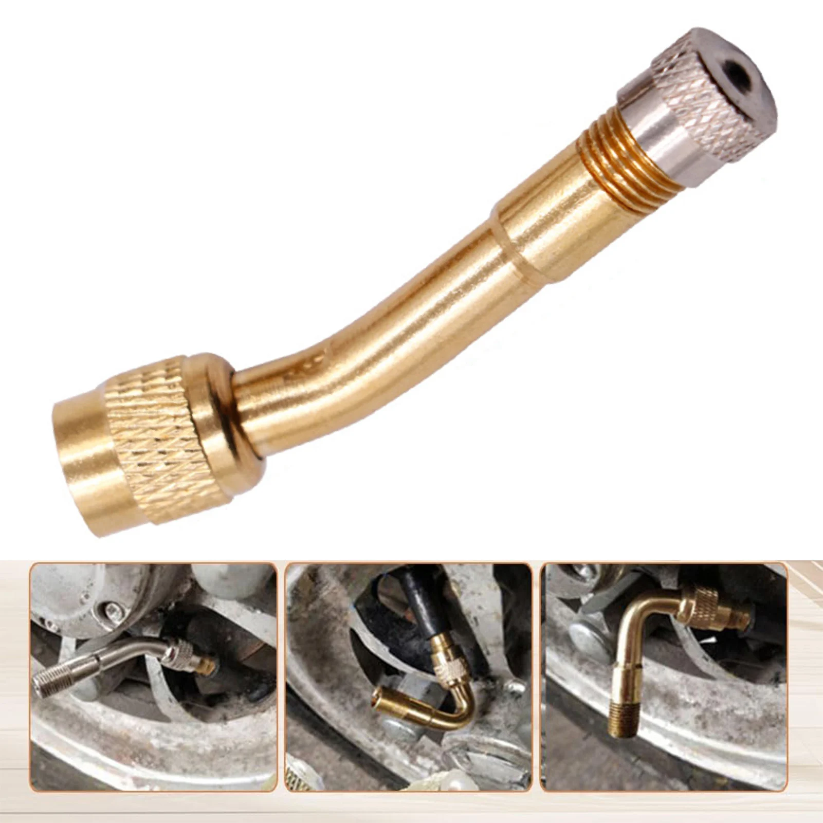 Tire Valve Extension Brass Inflatable Nozzle Extension for Cars Truck Motorcycle Bike