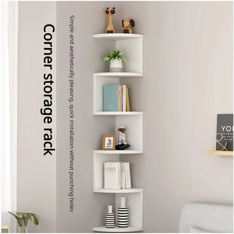 Storage Rack, 7-Tier Corner Floating Shelf Unit, Wall-Mounted Plastic Storage Organizer, Space-Saving Triangular Design, Ideal for Living Room, Bedroom, Bathroom, Bathroom Decor & Accessories, Utility Shelf