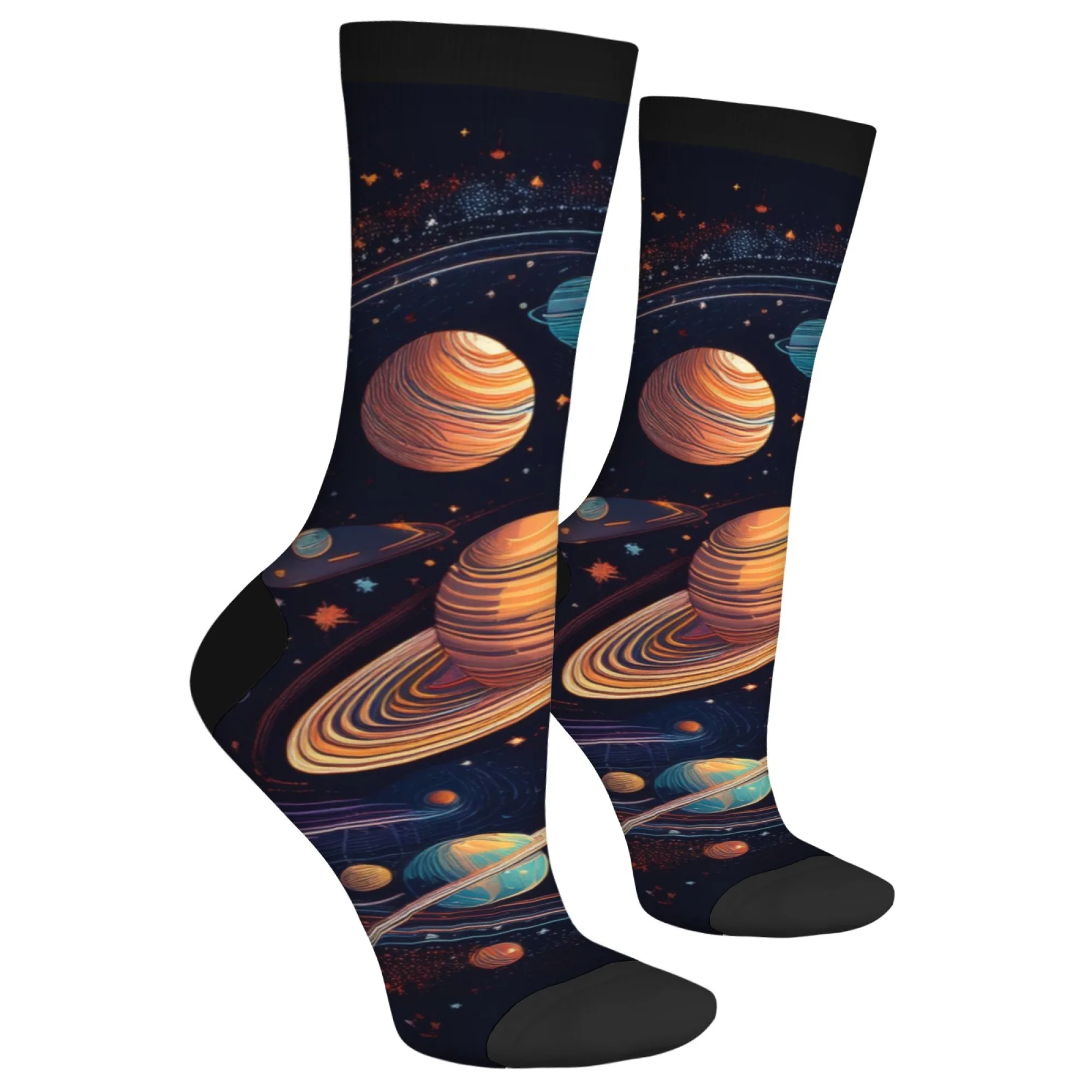 Lustige Cartoon-Universum-Planeten-Druck-Socken, Hip-Hop, Harajuku, Retro, glückliche Herren- und Damensocken, Neuheit, verrücktes Design, lässiges Geschenk