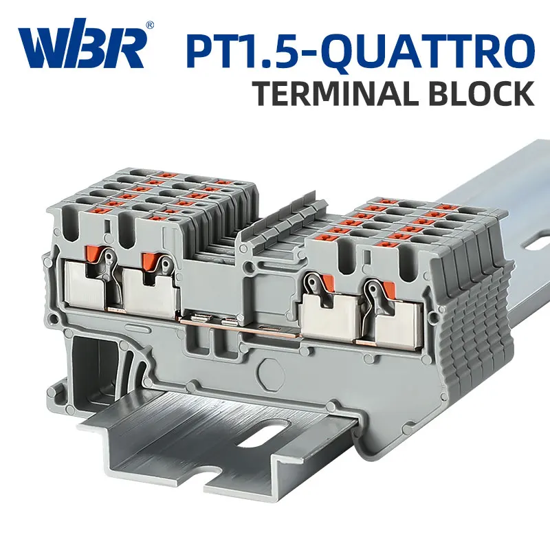 10Pcs  PT1.5-QUATTRO spring wiring terminal PT1.5 four wire two in two out direct insertion terminal block