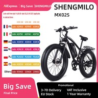 Shengmilo MX02S Electric Bicycle Adult ebike 1000W Men's E-Mountain ebike 48V17.5AHBattery,26 Inch Wide Tyre Men's Electric Bike