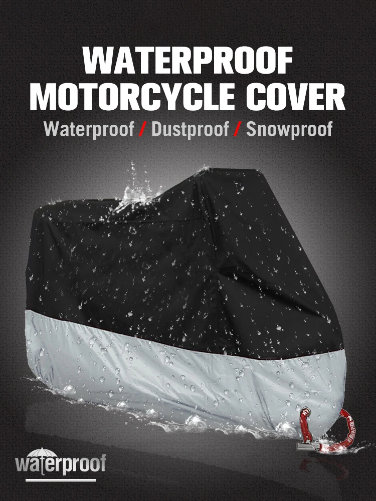 Motorradabdeckung, wasserdicht, für alle Jahreszeiten, Motorradabdeckung, staubdicht, UV-Schutz, für den Außenbereich, Innenbereich, Moto, Roller, Motorrad, Regenschutz – Detail 2