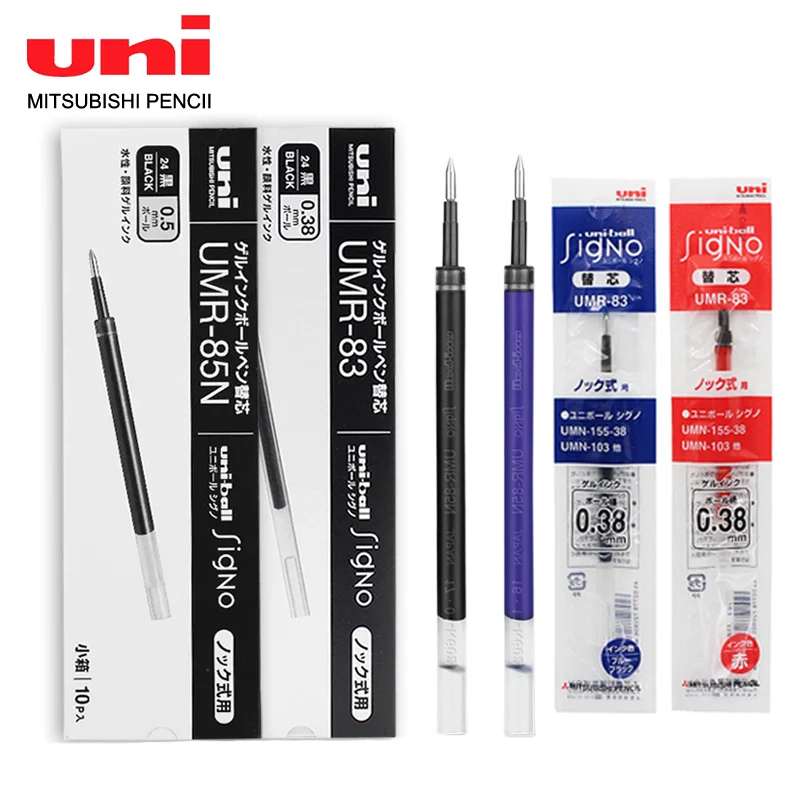 

10 Pcs/box UNI Refill UMR-83 Gel Pen Refill 0.38mm for UMN-155 Push Action Gel Pens Student Exam Water Refill Office Accessories