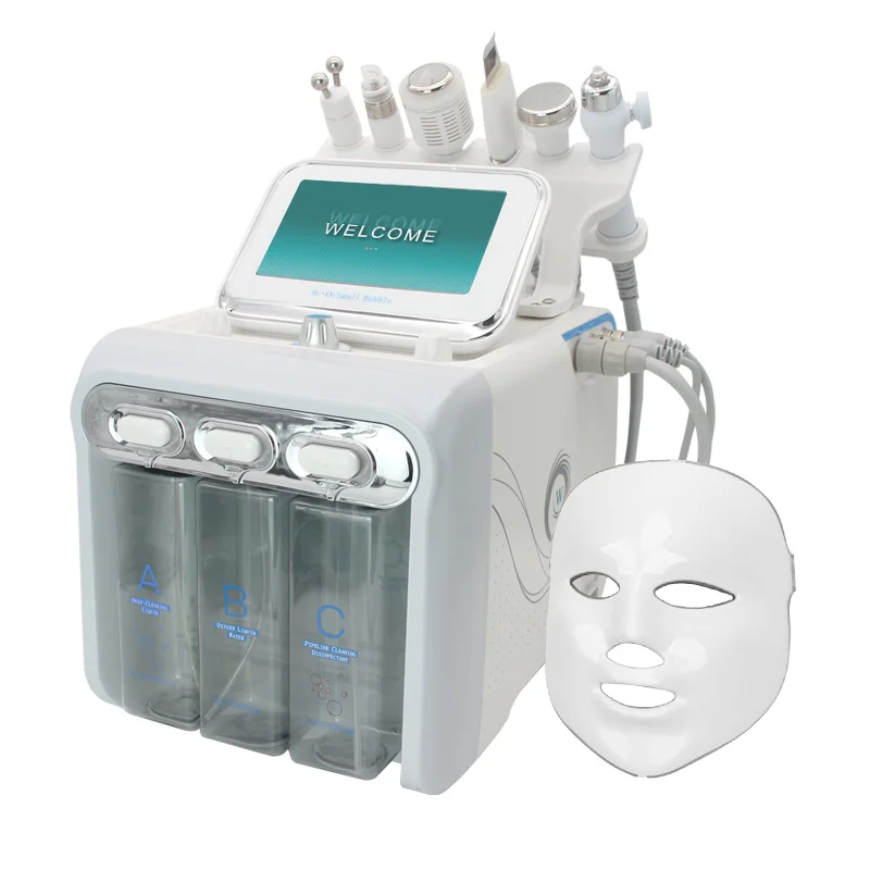 7In 1 Water Dermabrasion Machine H202 Oxygen Small Bubble Deep Cleansing With Led Mask Facial Clean Dead Skin Removal For Salon