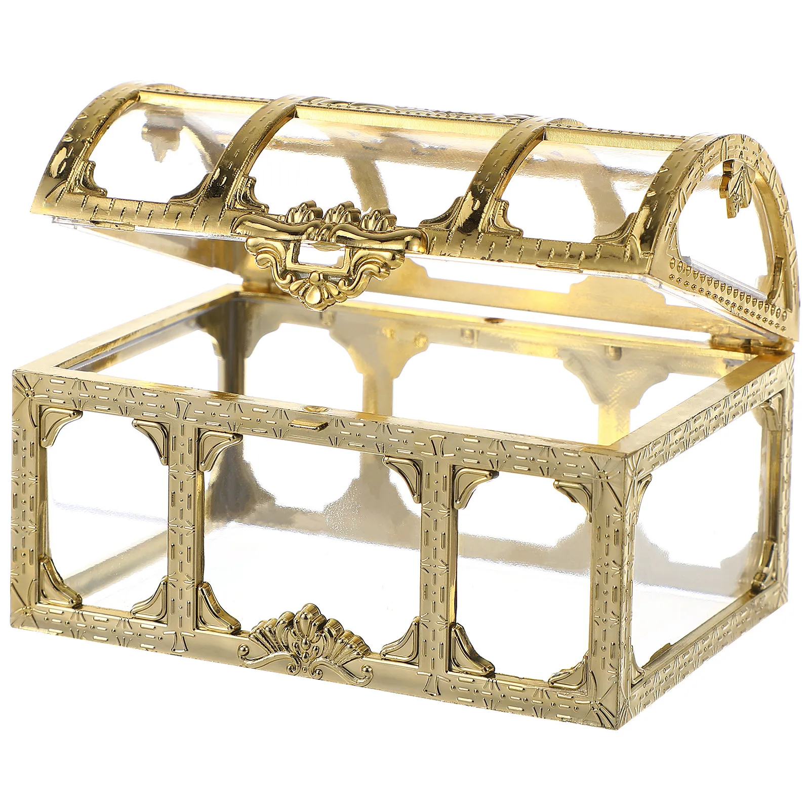 Plastic Transparent Drawing Texture Crystal Jewelry Storage Box Chic Treasure Chest Organizer Keepsake Memory Case for Wedding