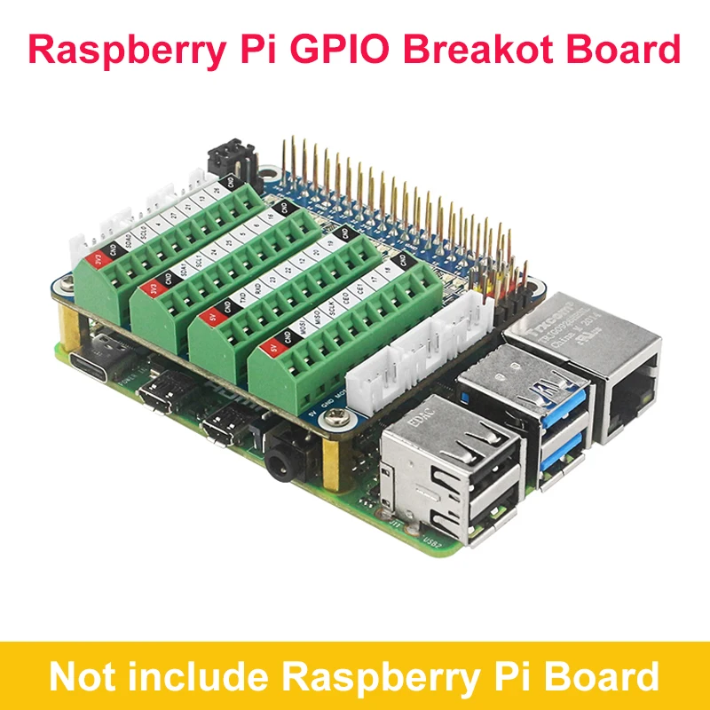 

Raspberry Pi GPIO Breakout Board Status LED Terminal Block ADC/DCA Sensor Extension Board for Raspberry Pi 5 4B 3B+