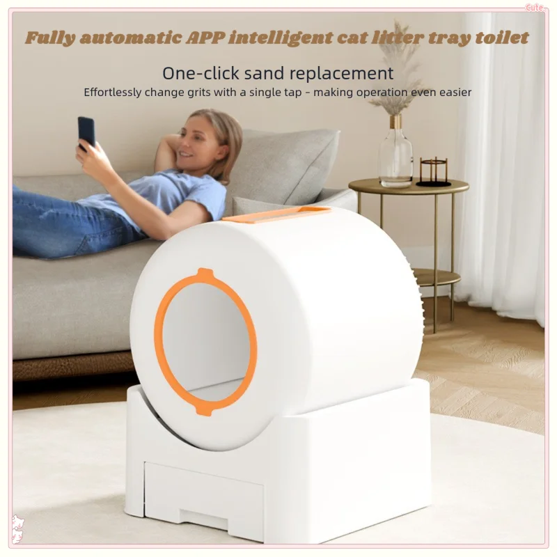 

Smart Cat Litter Box, Automatic Self-Clean with APP Control, Large Enclosed Odor-Free Cat Toilet 100-240V