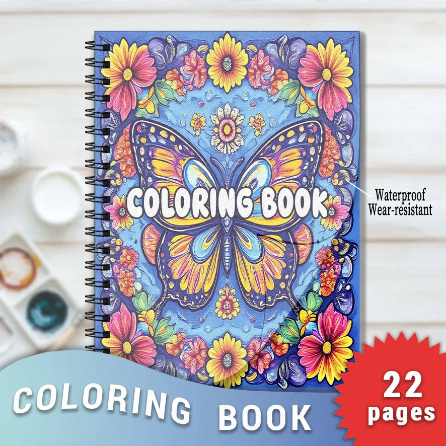 Floral Butterfly Coloring Book - 8.3×11.2 Inches, 22 Pages. Great for Charming Relaxation, Stress - Relieving