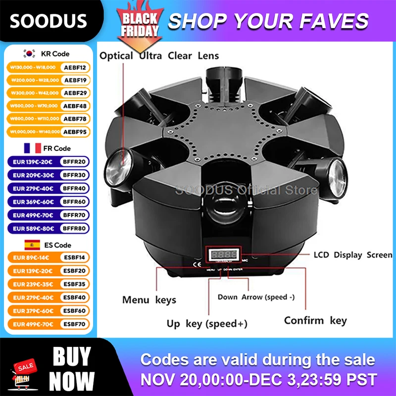 

Фонари 6 головок RGBW Светодиодные движущиеся головки DMX512 Голосовое управление Луч света Dj Lights для Dj KTV Сценическое шоу Свадебный бар DJ Party