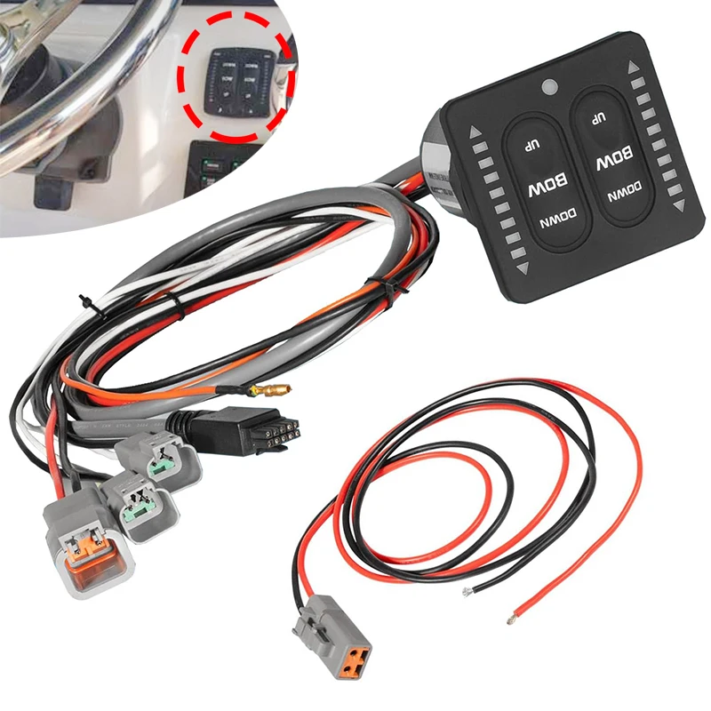 LED Indicator Integrated Tactile Trim Tab Switch Kit Fit for Lenco Marine Single Actuator, with 36