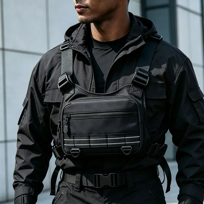 Tactical Function Men's Breast Bag, Outdoor Riding Multi-function Vest Bag, Waterproof and Wear-resistant Camping Equipment