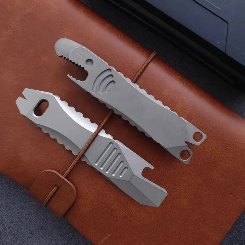 Outdoor Portable EDC Titanium Alloy Multifunctional Pry Bar Bottle Opener Camping Car Emergency Window Breaking Tool