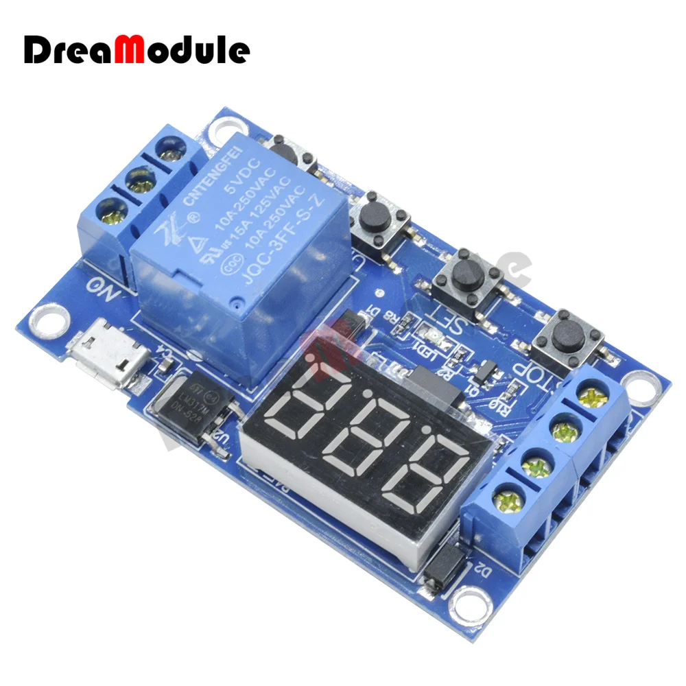 DC 6-30V Support Micro USB 5V LED Display Automation Cycle Delay Timer Control Off Switch Delay Time Relay Module 6V 9V 12V 24V