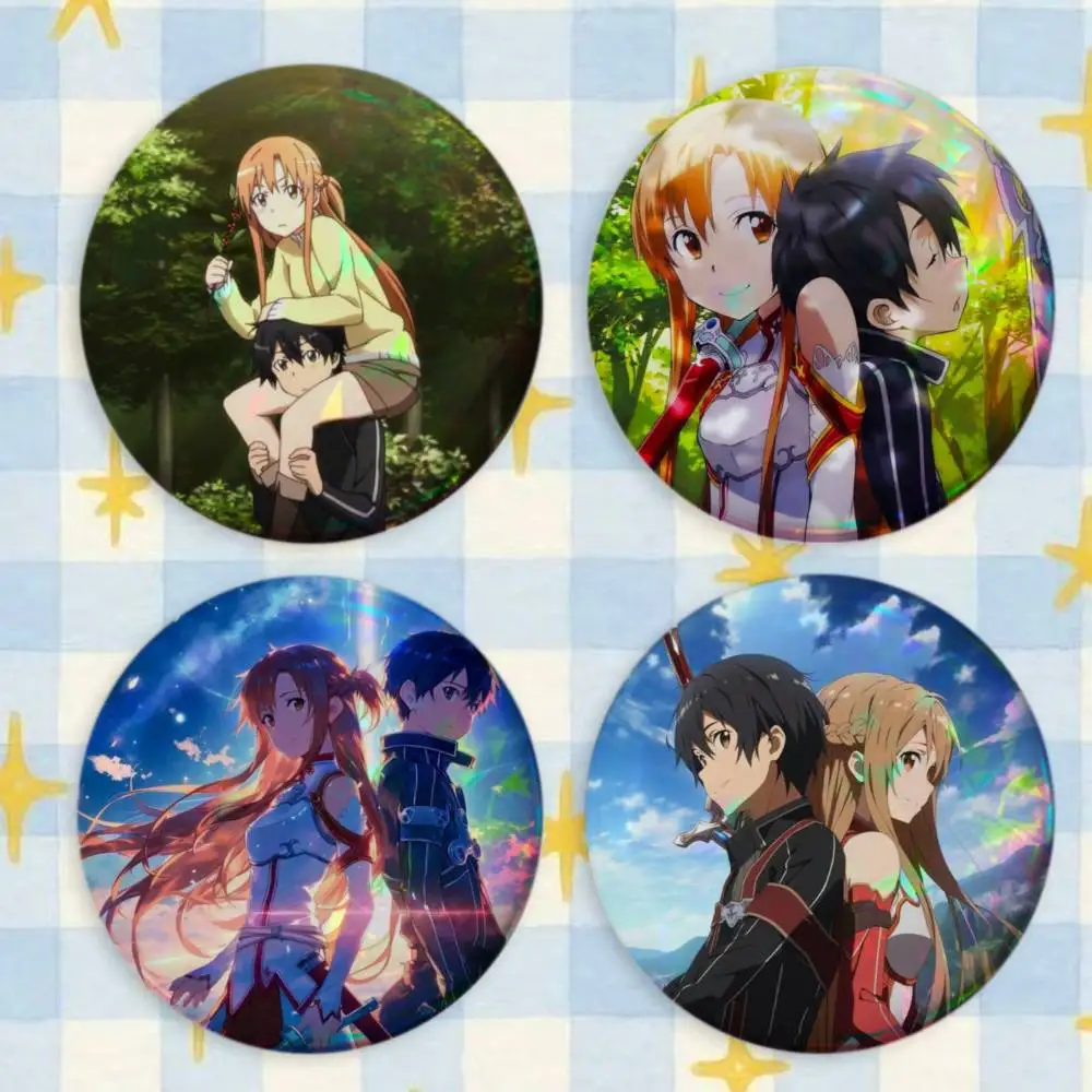 Kirito & Asuna Anime Brooches Cartoon Badge Pins Backpack Hat Accessories Friend Gift