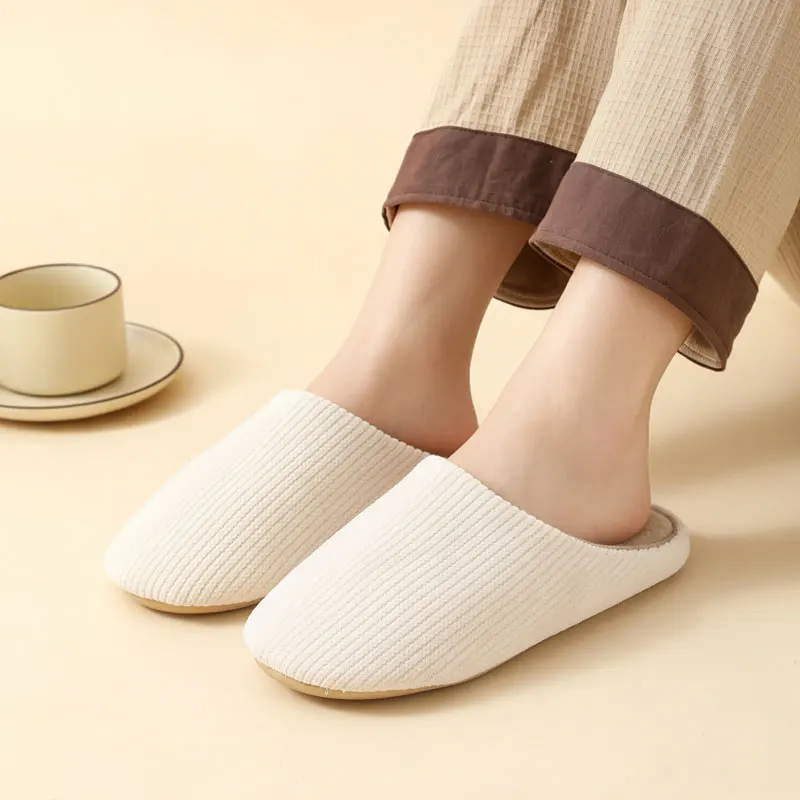 Women's Winter House Slippers Elegant Solid Color Cozy Thermal Non-Slip Daily Indoor Wear Couple Home Shoes