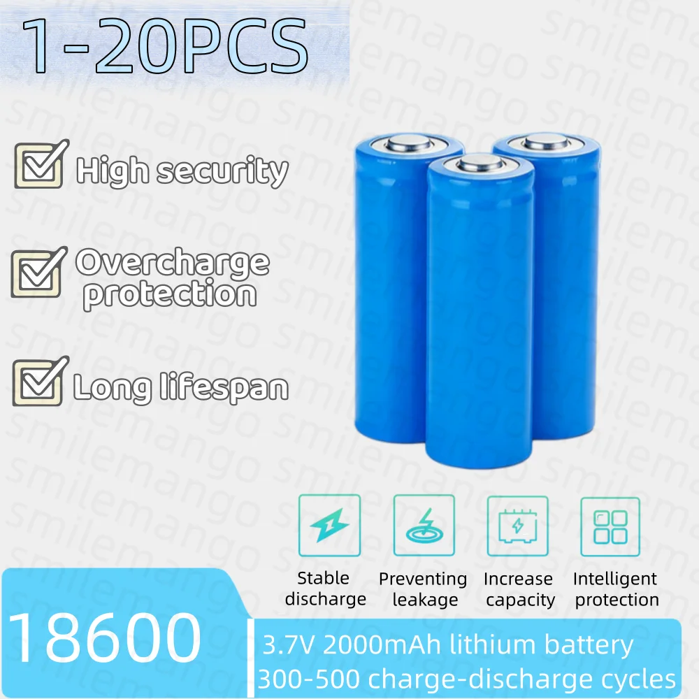 18600 2000mAh 3.7V Rechargeable Li-ion Battery Cell for Flashlight Headlamp Power Bank DIY Electronics